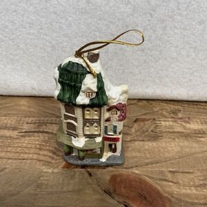 Vintage Christmas Village Toy Store Ceramic Ornament 4"
